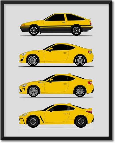 Miniatura 16 de Custom Car Posters Póster hecho a mano compatible con Toyota (Scion) FR-S 86 generaciones e impresión de Toyota 86 Trueno FR-S GR86 AE86 Scion
