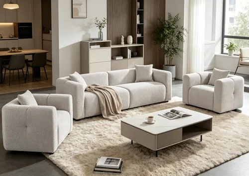 Miniatura 21 de VANOMi Juego de sofá modular seccional extragrande en forma de nube con sofá de 95" y sillones de 42" para sala de estar, juego de muebles tapizados