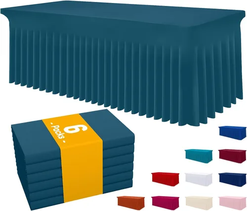 Miniatura 23 de Smiry Mantel de Spandex Paquete de 6, Mantel Elástico Ajustable Extensible para Mesas Rectangulares de 4 Pies, Cubierta de Mesa Impermeable Lavable