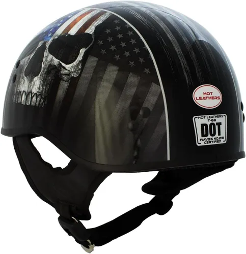Miniatura 7 de Hot Leathers HLD1042 Casco de calavera con diseño de bala de guerrero negro brillante avanzado aprobado por DOT