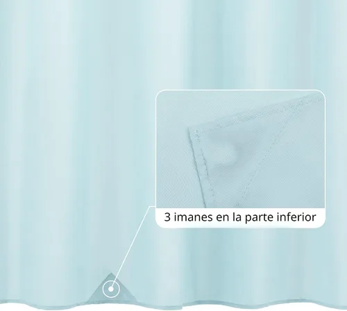 Miniatura 2 de ALYVIA SPRING - Forro de tela impermeable para cortina de ducha, cortina de tela lavable para baño - Tamaño estándar 72 x 72, azul