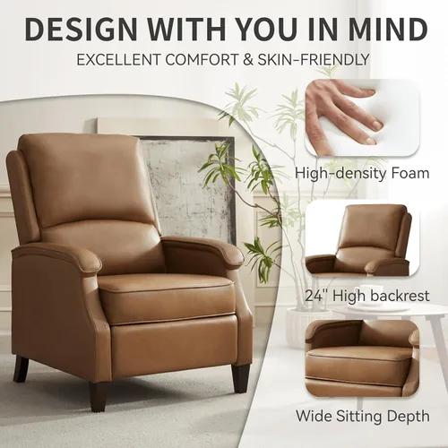Miniatura 4 de VKNOW Silla reclinable, sillón reclinable de piel sintética con reposabrazos, asiento de cine en casa con respaldo ajustable y soporte lumbar, sofá
