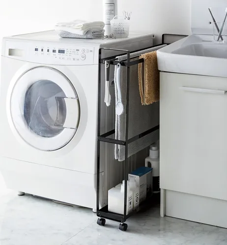 Miniatura 3 de YAMAZAKI Home Tower - Toallero y carrito de baño, organizador de almacenamiento de baño rodante, 33 pulgadas, acero, capacidad para 4 toallas