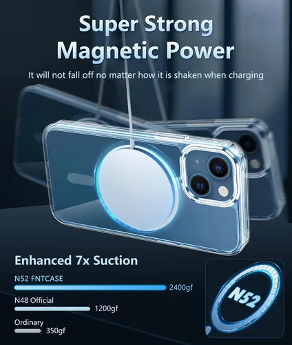 Miniatura 254 de FNTCASE Funda para iPhone 13 Pro-Max: Fundas magnéticas transparentes compatibles con Magsafe Slim anti amarillamiento protección contra caídas