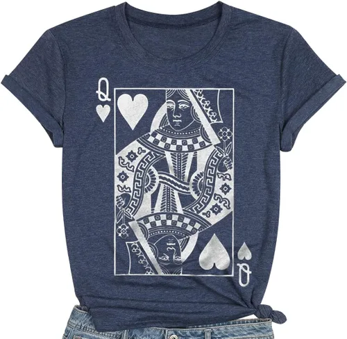 Queen of Hearts T-Shirt for Women Funny Vintage Graphic Tees Cool Cute Queen Tee Casual Short Sleeve Tops Shirts