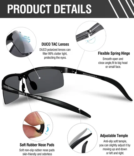 Miniatura 116 de Duco - Gafas de sol deportivas polarizadas para hombre con protección UV 8177s