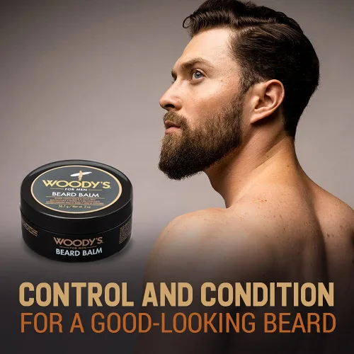 Miniatura 3 de Woody's Bálsamo para barba 2 en 1 para hombres – Suavizante de barba para hombres y cera de estilo, acondicionador e hidratante de cera de abeja