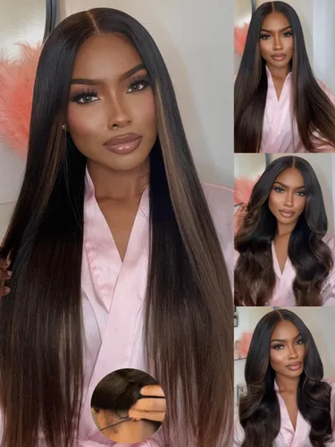 Miniatura 13 de Julia Hair Pre Everything - Pelucas de cabello humano con encaje frontal HD de 13x4, sin pegamento, pre despuntadas, pre cortadas, balayage