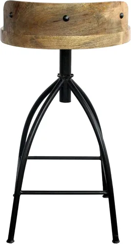 Miniatura 4 de TUP THE URBAN PORT Pia Taburete de altura de mostrador de estilo industrial de 25 a 31 pulgadas con asiento giratorio ajustable, marrón, negro