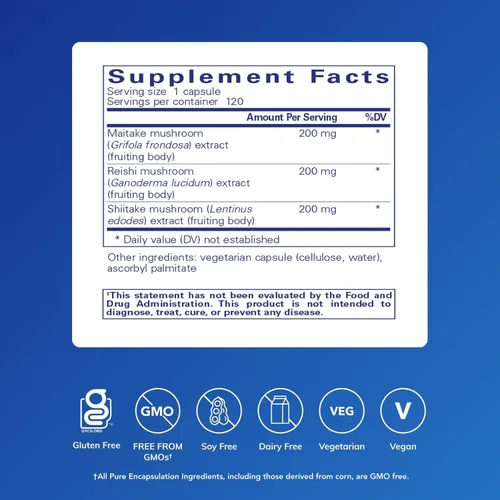Miniatura 2 de Pure Encapsulations Fórmula de hongos M/R/S Suplemento hipoalergénico que promueve la salud inmunológica y proporciona apoyo fisiológico de amplio