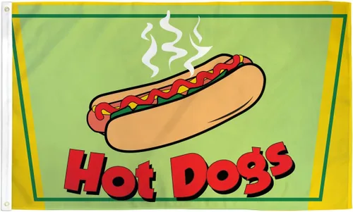 Miniatura 2 de Bandera de Hotdogs de 3 x 5 pies, perfecta para negocios, tiendas, tiendas y banderas de mensajes