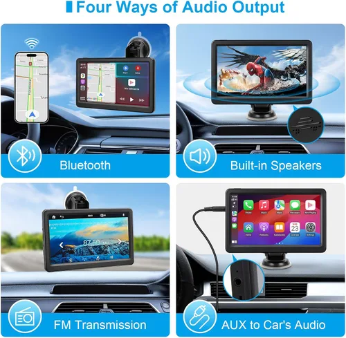 Miniatura 5 de Pantalla Carplay inalámbrica para coche, pantalla táctil HD de 7 pulgadas, estéreo portátil para Carplay y Android Auto, pantalla para Carros