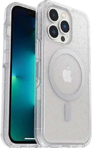 Miniatura 10 de OtterBox Symmetry Series + - Funda antimicrobiana transparente con MagSafe para iPhone 13 Pro, azul Azul/Claro