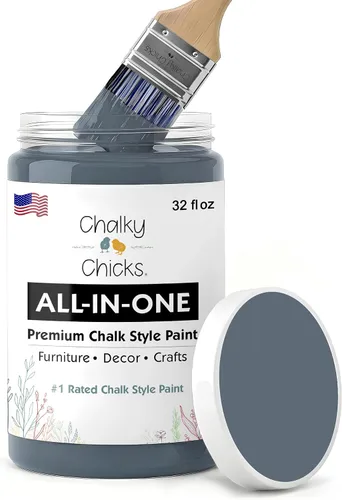 Miniatura 63 de Chalky Chicks - Pintura mate a la tiza, no requiere lijado, 4 onzas líquidas, color gris oscuro (Gun Metal Gray), para muebles, pintura sin Gris