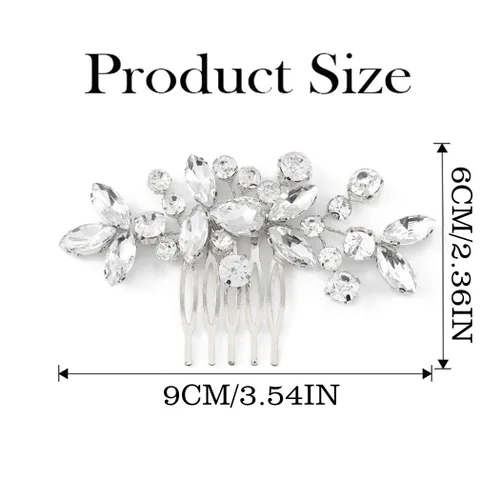 Miniatura 4 de JAKAWIN Peine de pelo nupcial de cristal Rhinestone clip de pelo novia boda accesorios para el cabello para las mujeres HC042 (plata)