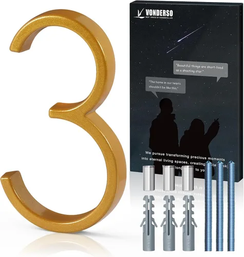 Miniatura 14 de VONDERSO Números flotantes de casa de 5 pulgadas para exteriores, números de dirección modernos de metal antioxidante (3), números de buzón Negro 3