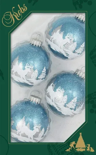 Miniatura 43 de Adornos de árbol de Navidad de vidrio - 67 mm/2.625" [4 piezas] Bolas decoradas de Adornos navideños sin costuras para colgar de Christmas by Krebs