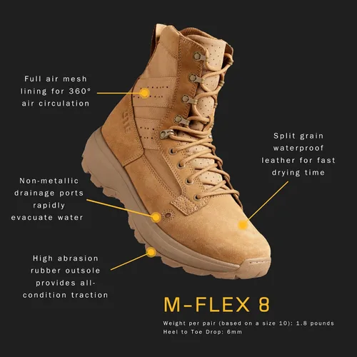 Miniatura 6 de OTB Boots M-Flex 8 Botas tácticas para hombres y mujeres, ligeras, duraderas, impermeables, botas militares y de combate con suela antideslizante