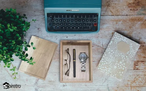 Miniatura 2 de Caja de almacenamiento de madera con tapa, caja de almacenamiento para guardar joyas, monedas, tarjetas, tesoro pequeño, caja decorativa de acacia