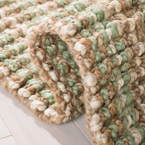 Miniatura 6 de SAFAVIEH Alfombra de área de 9 x 12 pies, colección de fibra natural, grande, salvia y marrón natural, yute hecho a mano, estilo de granja, pelo