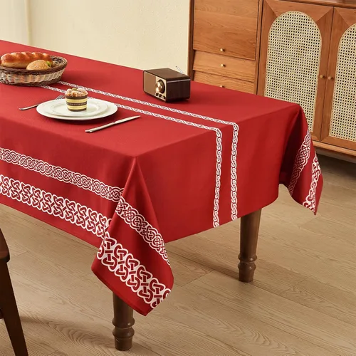 Miniatura 18 de Mantel rectangular de 71 x 55 pulgadas, lino sintético, sin arrugas, impermeable, color beige, para campamento, graduación, rectangular, para Lino