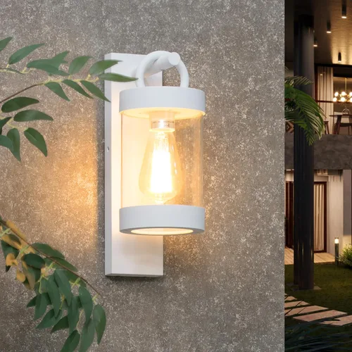 Luz blanca para porche, luz de pared exterior del anochecer al amanecer, accesorio de iluminación exterior grande de 13 pulgadas para la puerta