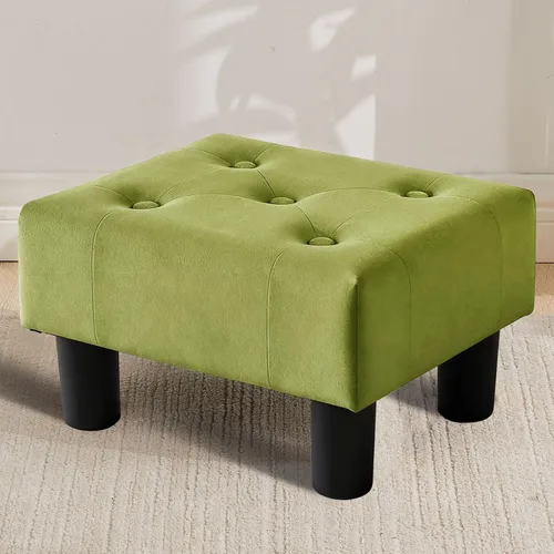 Miniatura 10 de Taburete pequeño otomano, reposapiés otomano de lino, reposapiés para sofá, reposapiés rectangulares y otomanos, pequeño para sala de estar, entrada