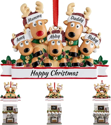 Miniatura 16 de Mantel de chimenea, adornos de Navidad personalizados para la familia, 2025, medias personalizadas, familia de 2, 3, 4, 5, 6 nombres, adorno