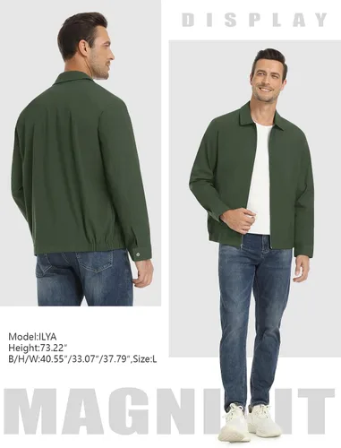 Miniatura 6 de MAGNIVIT Chaquetas ligeras para hombre, cortavientos ligeros, con cremallera completa, elegante, abrigo de golf, negocios, trabajo, vestido casual