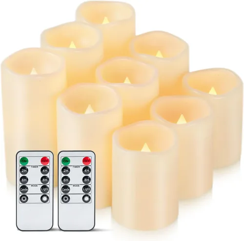 Miniatura 13 de Amagic Velas sin llama impermeables de 3" x 6" para exteriores, velas que funcionan con pilas con control remoto y temporizador, vela de pilar LED