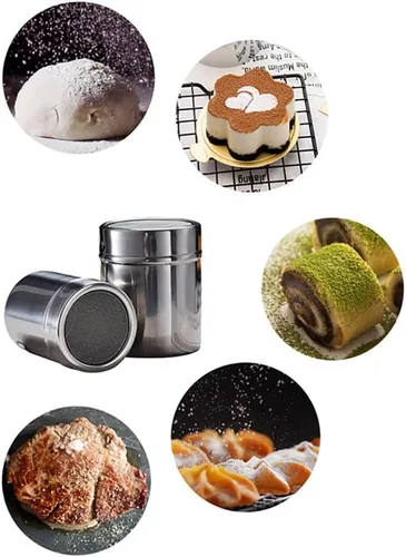Miniatura 4 de Mezclador de polvo de acero inoxidable, dispensador de azúcar en polvo, mezclador de malla, pimienta, chocolate, condimento, lata con tapa