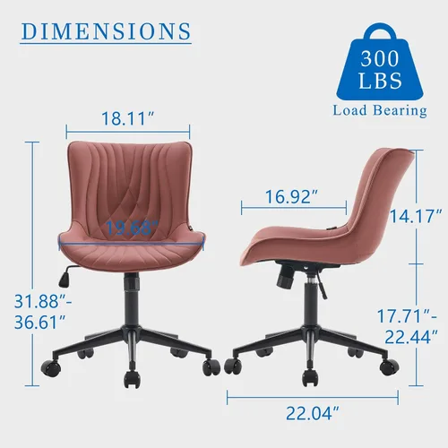 Miniatura 2 de YOUNIKE Silla de oficina, silla de escritorio sin brazos con ruedas, sillas giratorias ajustables para tareas de computadora de oficina en casa