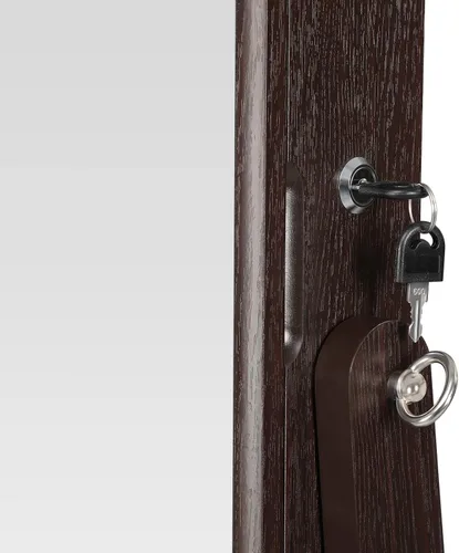 Miniatura 10 de SONGMICS - Armario gabinete de joyería con espejo espejo grande de pie de cuerpo completo organizador de joyas con cerradura color marrón UJJC69BR