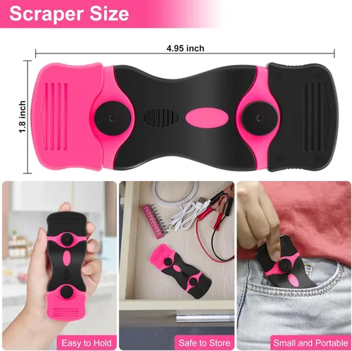 Miniatura 7 de THINKWORK Raspador de hoja de afeitar, raspador rosa de regalo para mujeres, juego de herramientas de raspador 2 en 1 con 20 cuchillas de afeitar