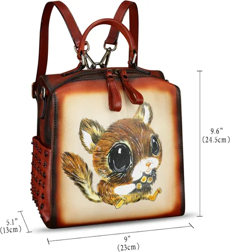 Miniatura 6 de Bolso cruzado de cuero genuino para mujer, bolso cruzado pintado a mano, bolso cruzado con asa superior, mochila convertible hecha a mano