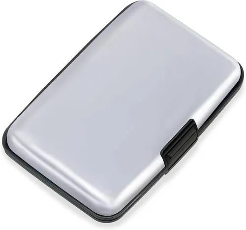 Miniatura 35 de Mayski Soporte para tarjetas de crédito, bloqueo RFID, funda rígida de aleación de aluminio, pequeña cartera de metal para mujeres y hombres