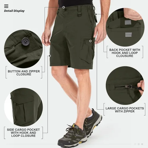 Miniatura 5 de Pantalones cortos de senderismo para hombre, de secado rápido, ligeros, transpirables, para exteriores, de carga.