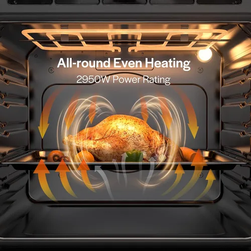 Miniatura 4 de Empava Horno eléctrico de pared individual integrado de 24 pulgadas con convección y asador, 10 modos de cocción, control táctil de pantalla, acero