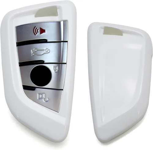 Miniatura 10 de iJDMTOY Exact Fit - Carcasa para llavero inteligente con diseño de fibra de carbono metálica brillante compatible con BMW X1 X4 X5 X6, serie 5