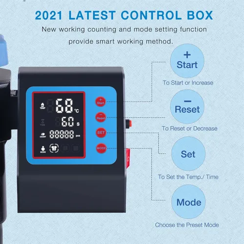 Miniatura 4 de HORGELU Máquina de prensa de calor 5 en 1 mejorada de 12 x 15 pulgadas, máquina de transferencia de calor de 360 grados, multifunción, sublimación