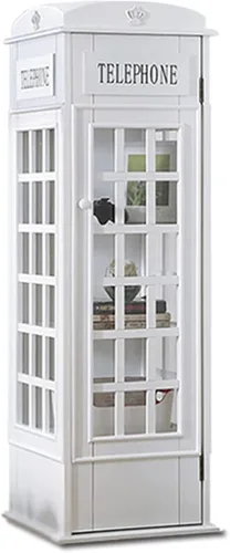 Miniatura 9 de Estantería de madera de 5 niveles con forma de cabina telefónica, bonita estantería de pie para niños y adultos, estante de almacenamiento de madera
