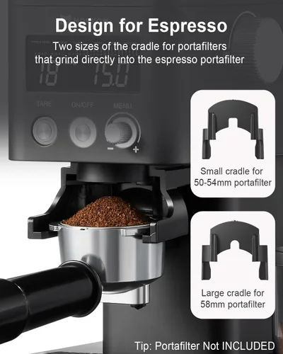 Miniatura 7 de MOKKOM Molinillo de café eléctrico con báscula de café extraíble, molinillo de granos de café cónico antiestático, 31 ajustes precisos para verter
