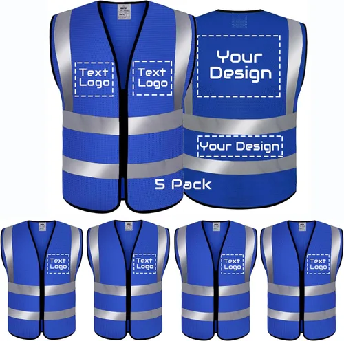 Miniatura 39 de BeautyWill Chaleco de seguridad personalizado Logo Clase 2 Chaleco reflectante de alta visibilidad con bolsillos Ropa de trabajo de construcción