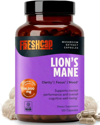 Miniatura 9 de FreshCap Mushrooms Suplemento de melena de leones en polvo, 14,000 mg, extracto de melena de león, suplemento de hongos para concentración