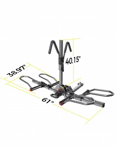 Miniatura 7 de KYX Soporte de bicicleta eléctrica montado en enganche de 220 libras, estilo plataforma de 2 bicicletas para autos, camiones, SUV, minivans, se