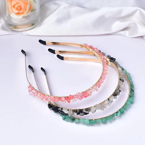Miniatura 5 de Diadema de cuarzo de cristal crudo, accesorios para el cabello, tiara con joyas para mujeres y niñas, 3 piezas