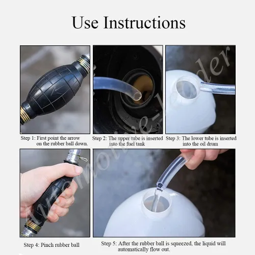 Miniatura 6 de 6mm 1/4" Bomba de cebado manual Bombilla de goma para transferencia de combustible tipo de foco de vacío para accesorios de barco marino Bomba