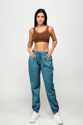 Miniatura 16 de IUUI Pantalones deportivos de cintura alta para mujer, con bolsillos, de algodón, holgados, atléticos