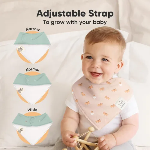 Miniatura 3 de KeaBabies Paquete de 8 baberos orgánicos tipo bandana para niños y niñas, baberos triangulares súper absorbentes para babear y dentición de bebés