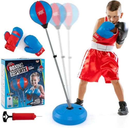 Miniatura 9 de Costzon Punching Bag for Kids, Boxing Bag Set Toy with Height Adjustable Stand, Kids Boxing Gloves and Hand Pump, Freestanding Boxing Equipment Gift